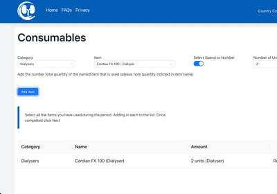 Carbon calculator form screenshot